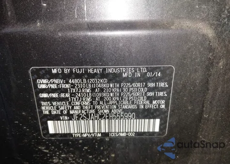 2014 Subaru Forester 2.5I Limited z USA, uszkodzony, nr VIN JF2SJAHC2EH555990